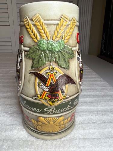 1983 Anheuser Busch Budweiser Clydesdales Cameo Wheatland Beer Stein Mug CS58 - Picture 3 of 6