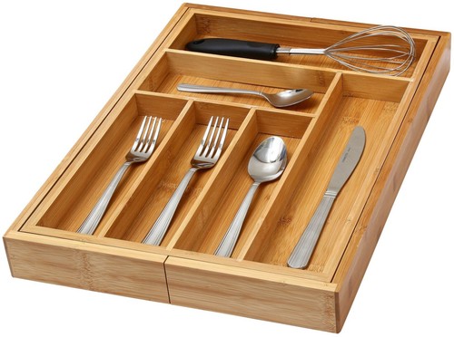 YBM HOME Bandeja de Herramientas para Cubiertos y Cuchillos de Bambú Organizador de Cajón de Cocina Perfecto - Imagen 5 de 13