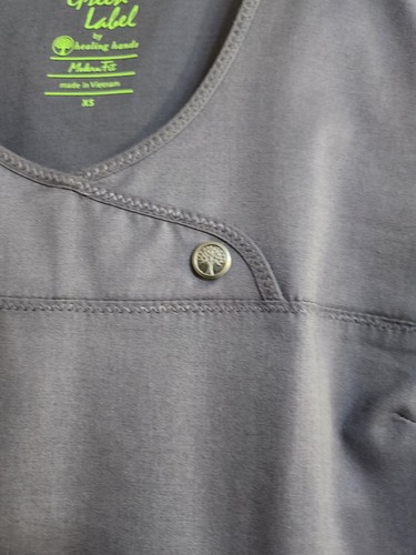 Healing Hands Women's Scrub Top Green Label Angie Top Pewter SZ XS Nursing Medic - Picture 3 of 5