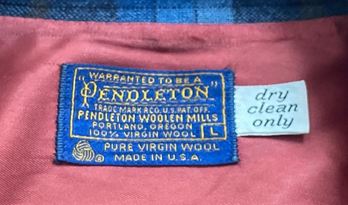 VTG 70's Size L Pendleton Blue Plaid Patch Pocket Casual Wool Blazer Made USA - Picture 5 of 8