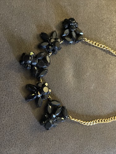 J Crew Black Gold Chain Flower Necklace, J. Crew Black Floral Collar Necklace - Picture 2 of 6