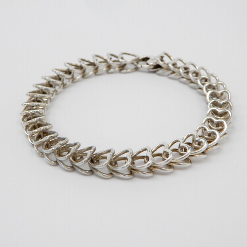 Vintage Tiffany & Co 925 Sterling Silver Double Heart Chain Link Bracelet 6.75” - Picture 3 of 18