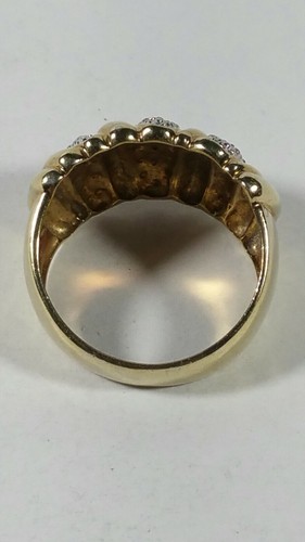 sz 7.75 DIAMOND DESIGNER MEDA 925 STERLING SILVER GOLD PLATE RIBBED DOME RING - Picture 5 of 9