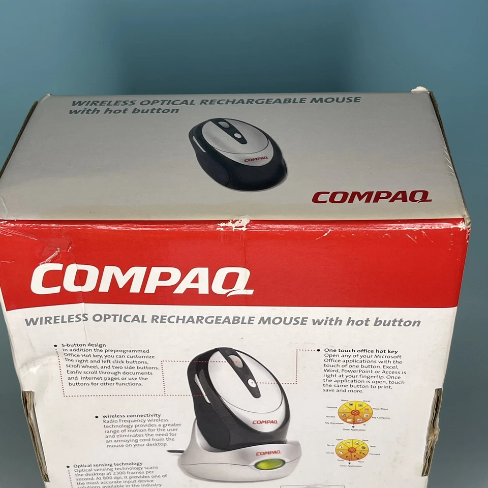 Vtg Compaq wireless mouse with dock CPQ600iD - Image 4 of 4