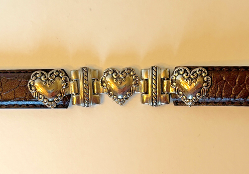 Cinturón Corazón Cuero Marrón De Colección Talla M Vaquera Occidental Hebilla Tono Plateado y Lados LEER - Imagen 15 de 20