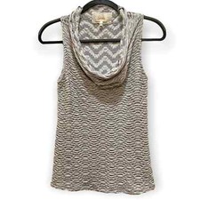 ANTHROPOLOGIE Deletta Nava Cowl Neck Tank Top Size Small Gray and White