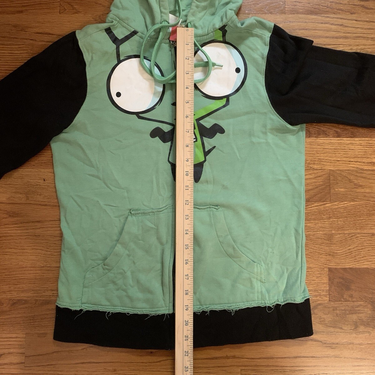 Vtg Y2K Invader Zim GIR Mighty Fine Zip Hoodie Sweatshirt Goth