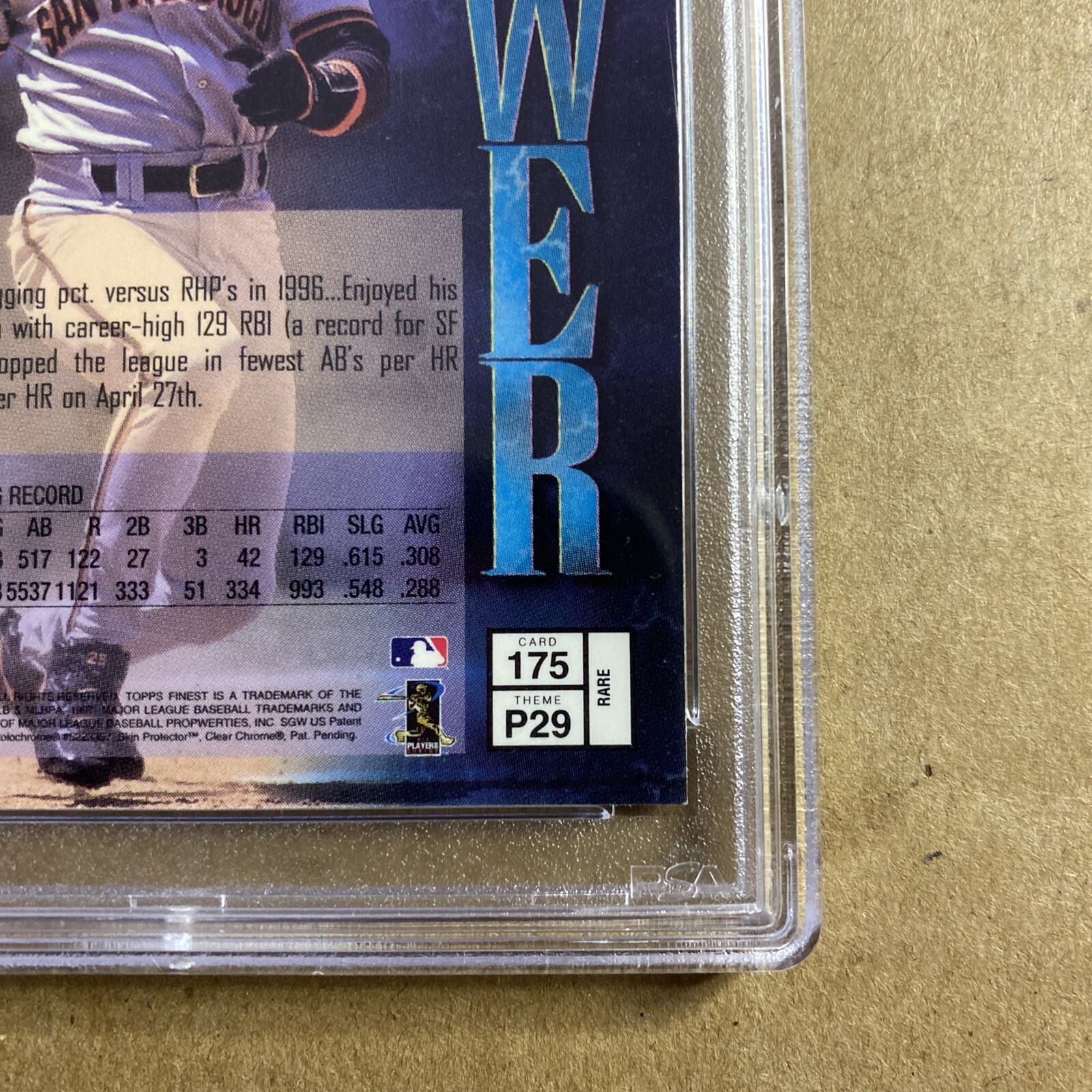 1997 Finest Rare Gold Barry Bonds PSA 9 P2 view 3