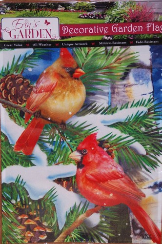 Bandera decorativa de jardín de invierno "Snowy Cardinals" 18"x12,5 de Briarwood Lane - Imagen 4 de 8