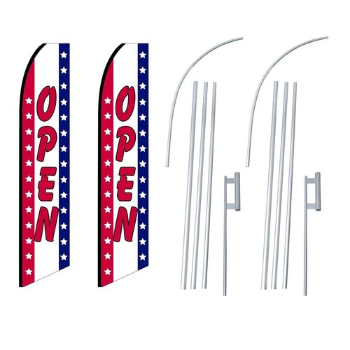 Open StarsStripes Swooper Flutter Feather Flag | 3ft W x 11.5ft Tall - Picture 3 of 3