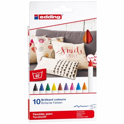 EDDING Textilmarker 4600 1-2mm 10 Stück Set -Grundfarben-