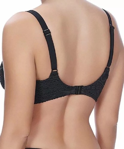 Freya Sundance Bikini Top Black 30E Crochet Padded Sweetheart Balcony Bra 3970 - Picture 5 of 12