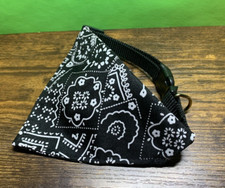 DOG BANDANA COLLAR  Adjustable Buckle  Black Triangle Scarf  12 - 15.5 in.