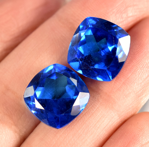 Natural Ceylon Blue Spinel Stunning Cushion Shape Pair Loose Gemstone 22.85 TCW - Picture 6 of 8
