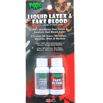 Liquid Latex and Fake Blood Combo Kit - 1 Fl Oz Each TOXIX Costume SFX Makeup