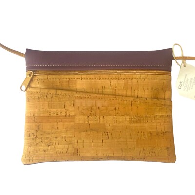 Natalie Therese Be Lively Crossbody Cork Wine Purple 6'' x 8'' 2 In 1 Adjustable