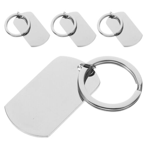 4 Pcs Stainless Steel Keychain Blank Tag Stamping Metal Engraving - Picture 11 of 12