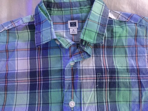 Janie and Jack Plaid blue Green Pink Long sleeve button down shirt roll Up 5 - Picture 4 of 8
