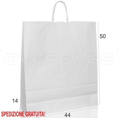 BORSA SHOPPER SACCHETTO DI CARTA MANICO CORDINO COLORE BIANCO - Foto 14 di 15