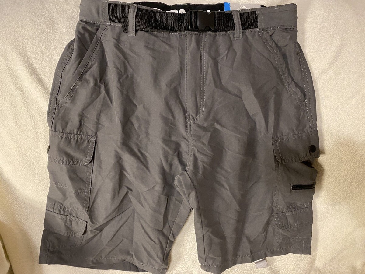 Denali Mens Stretch Belted Hybrid Brown Tan Hiking Cargo Shorts