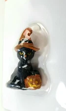 Tiny Treasures Halloween Black Cat with Jack O Lantern Village Accessories