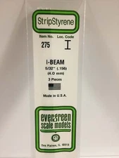 Evergreen Scale Models 14in Styrene I-Beam .156in Tall; pkg(3) 275