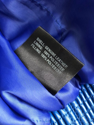 VTG 80s BRIGHT ROYAL BLUE GENUINE LEATHER JACKET SOFT KIDS ZIP UP SIZE EUC CLEAN - Picture 7 of 9