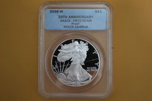 2006-W 1oz Proof Silver American Eagle ANACS PR70 - CRACKED HOLDER