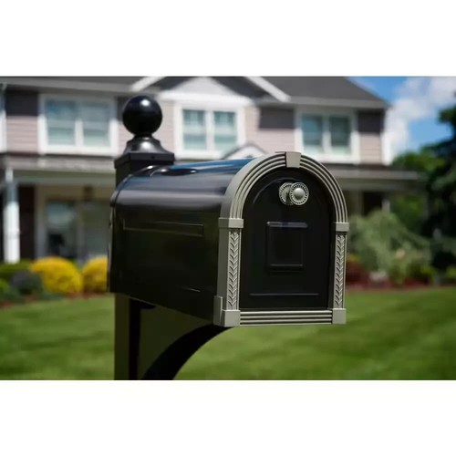 Brunswick Large, Steel, Post Mount Mailbox, Black with Brushed Nickel - Picture 8 of 8