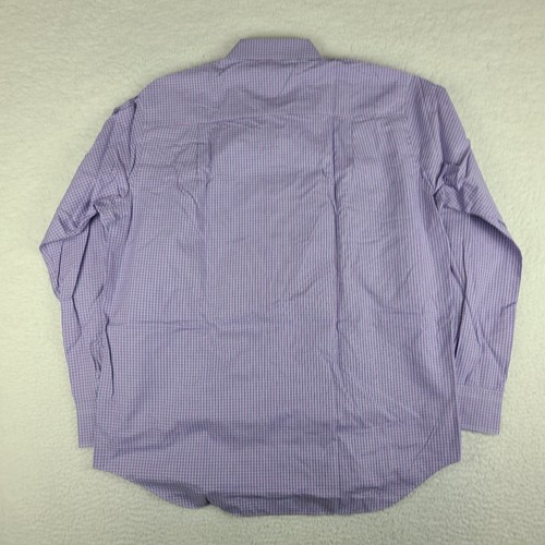 David Donahue Shirt Mens XL Blue Purple Plaid 100% Cotton Dress Button Up - Picture 9 of 11