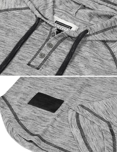 ZIMEGO Herren Henley mit Kapuze Kurzarm | Activewear, Freizeit Athleisure - Bild 41 von 55