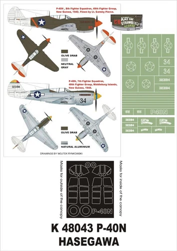Montex 1/48 P-40N - Super Paint Mask set (K48043)