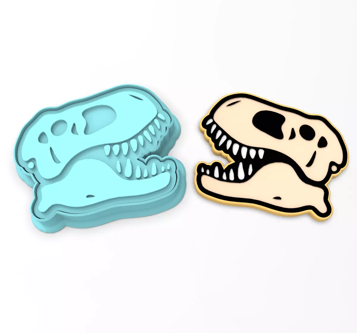 T-Rex Skull Cookie Cutter & Stamp, Birthday Jurassic Dino Animal Dinosaur  #3