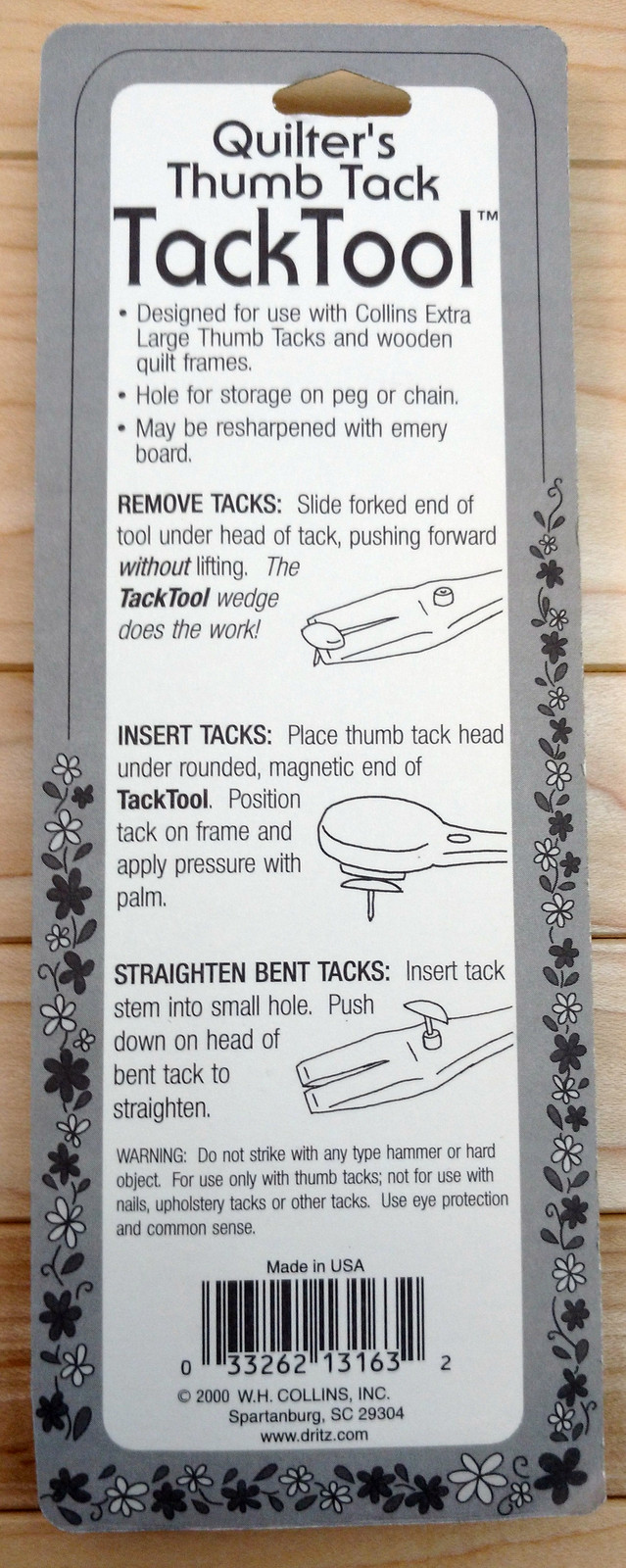 Collins Quilters Tacktool Thumb Tack Remover / Straightener