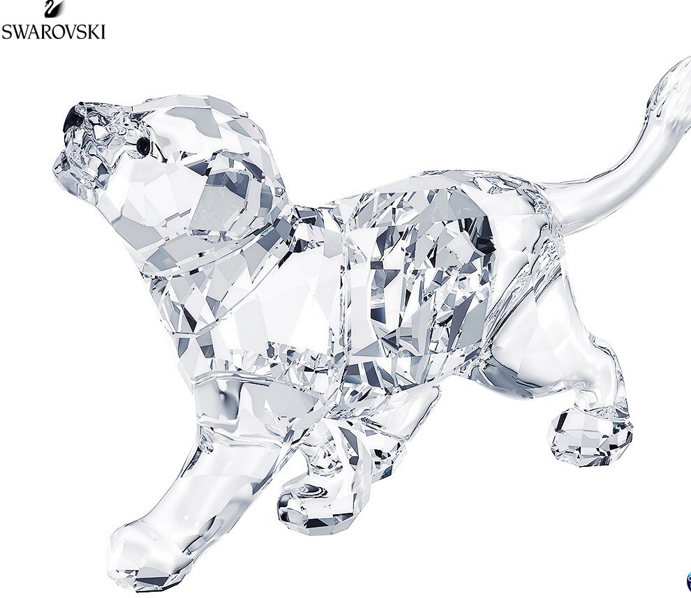 NIB Swarovski Lion Cub Adorable Clear Jet Eyes & Nose Crystal