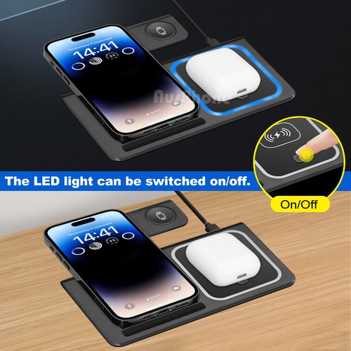 3 in 1 Fast Wireless Charger Station Dock For Apple Watch iPhone 16 Pro 15 14 XS - Picture 10 of 15