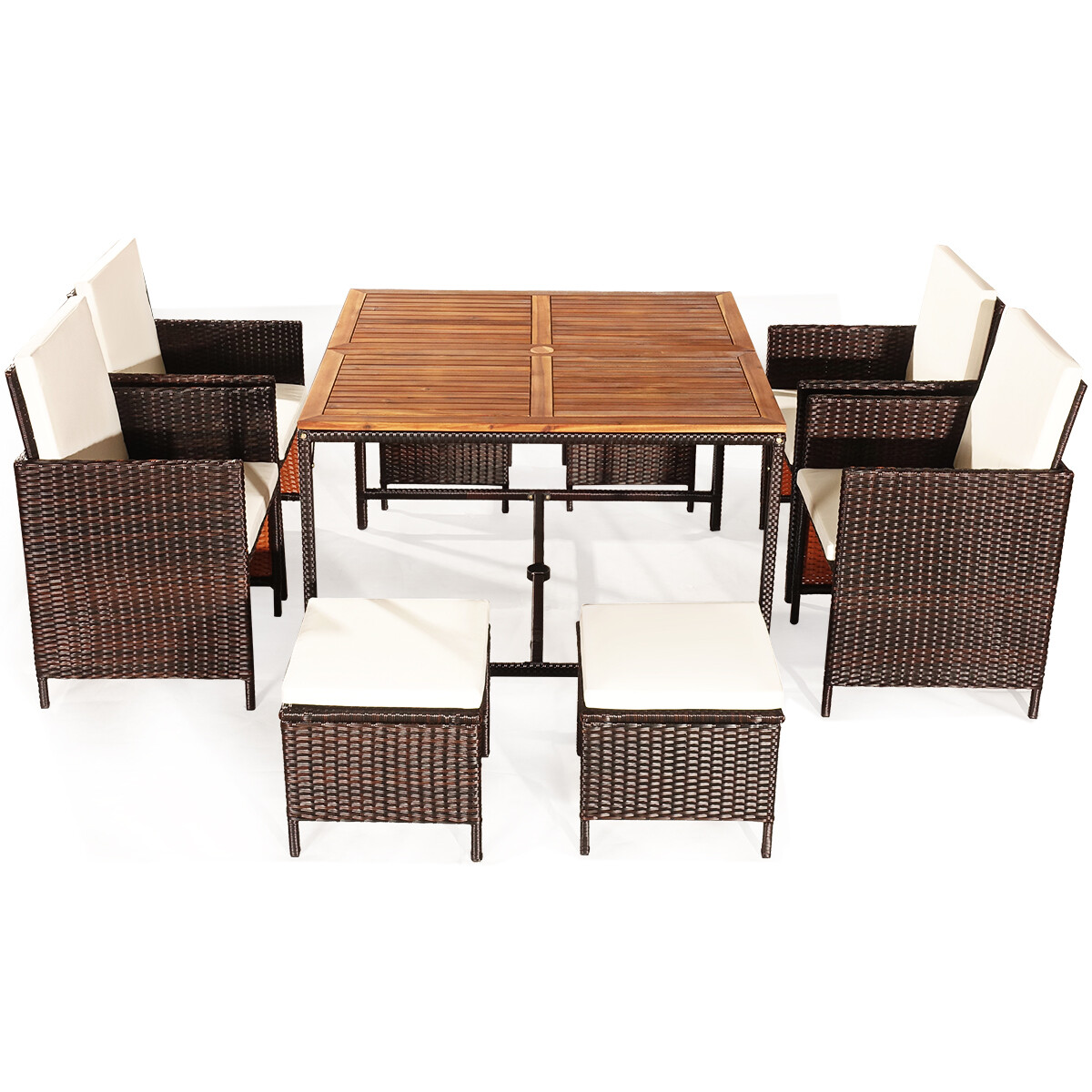 Broyerk Rattan Wood Patio Umbrella Stand Dining Table For Sale Online Ebay