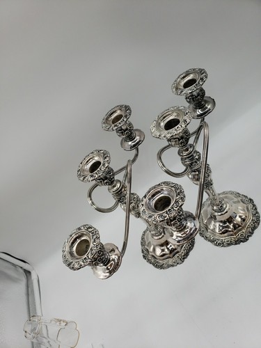 Juego de 2 candelabros de 3 luces International Silver Countess Silver Plate - Imagen 5 de 8