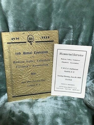 1939 HVVFA 50th Annual Convention Booklet and Memorial Program, Catskill, NY