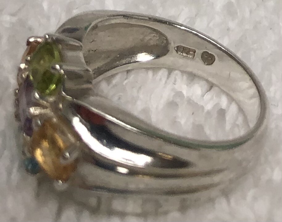 Sterling Silver (925) Multi Gemstone Ring - image 11
