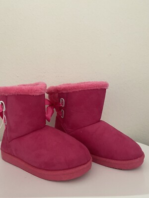 Girl's Snow Boots faux fur Lining Warm Winter Non-Slip Shoes pink size 34