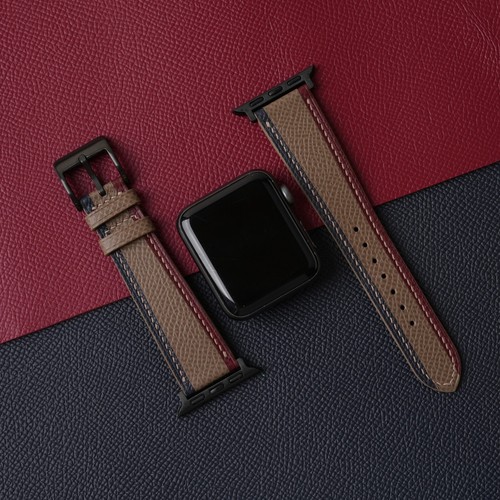 Cinturino Orologio Apple Taupe Epsom in pelle 38 mm 40 mm 41 mm 42 mm 44 mm 45 mm - Foto 2 di 9