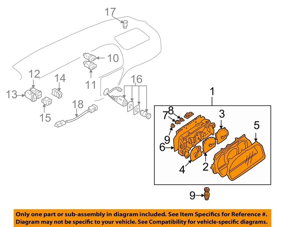 Medidor de velocímetro usado se adapta a: Chevrolet Tracker Cluster 2000 EE. UU. 2,0 L sin grado ABS Foto 3 de 4