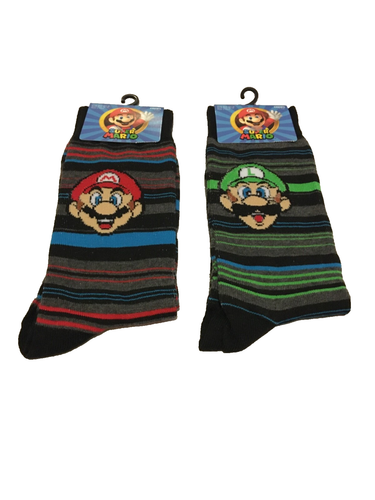 Nintendo Mario and Luigi Novedad Crew Calcetines 2 Pares Zapatos Para Hombre Talla 6.5-12 Nuevos con Etiquetas - Imagen 3 de 4