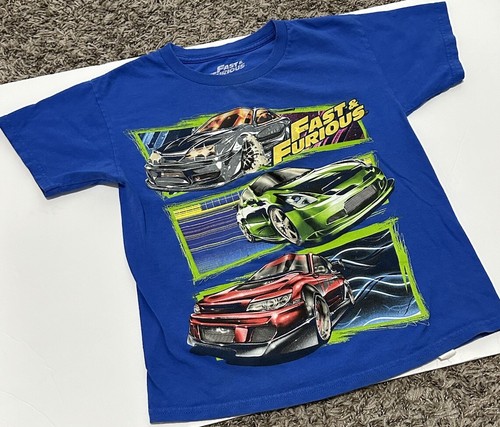 VINTAGE FAST AND FURIOUS T SHIRT Blue Size 8 Kids Boys - Picture 9 of 13