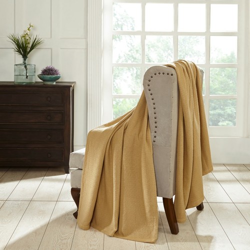 100% Cotton Textured Woven Modern Solid Waffle Blanket Or Sofa Bed Blanket Throw - Picture 33 of 43