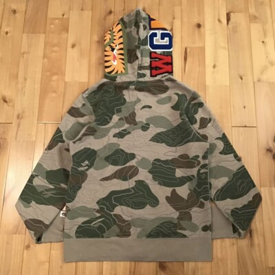 BAPE LAYERED LINE CAMO shark full zip hoodie A Bathing Ape Size M