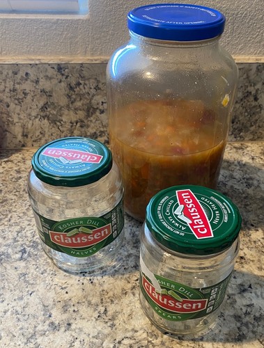 1 Gallon Pickle Jar 10"Hx6"W Soup Tea Stew Metal Safety Lid Wide Mouth 128 oz - Picture 8 of 8