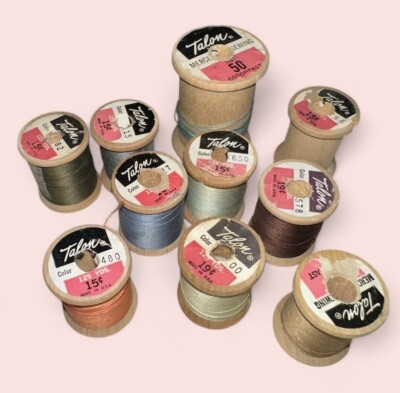 Talon Sewing Craft Partial Thread Spools Mixed Lot of 10 Vintage Wooden Spools N