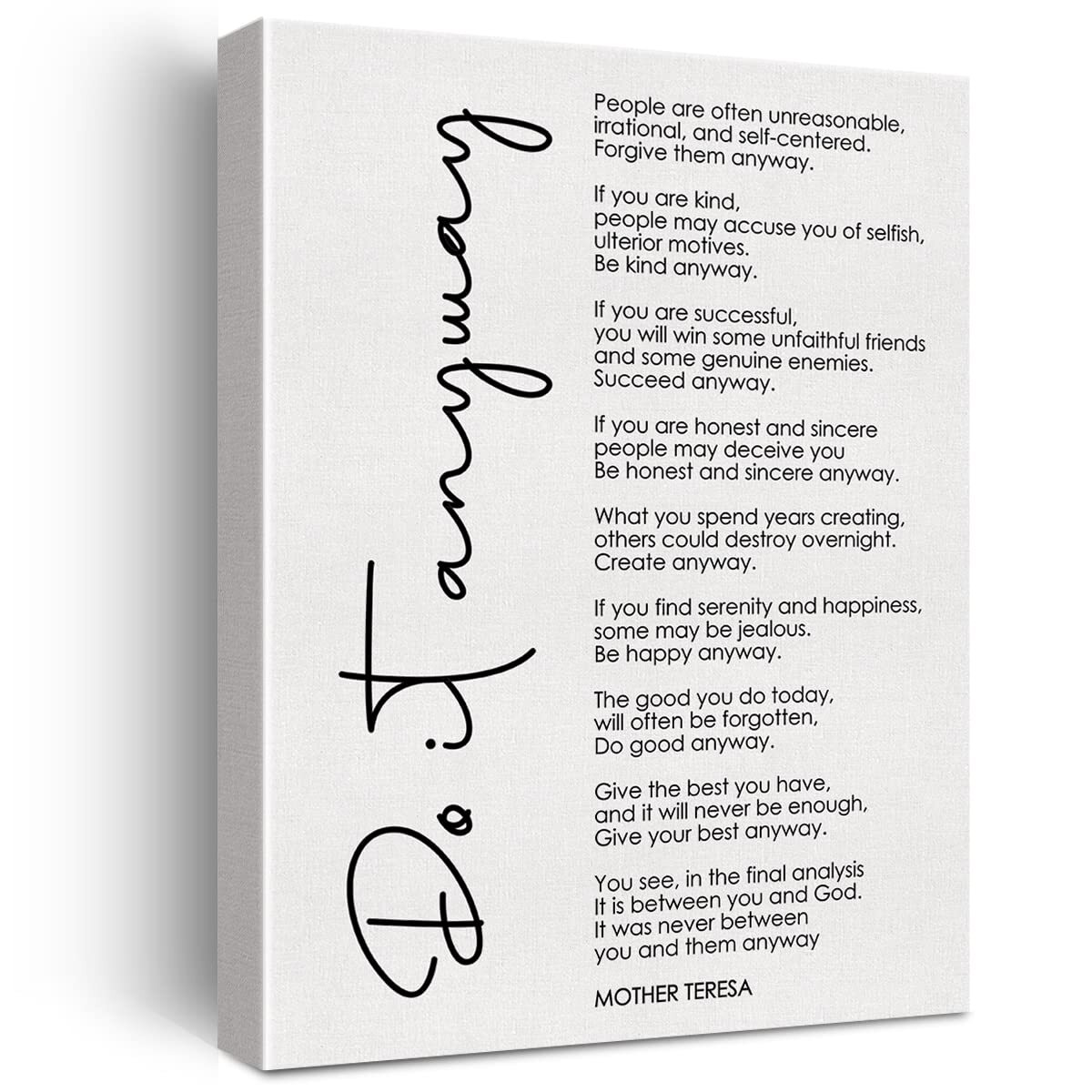 Inspirational Quote Do It Anyway Canvas Wall Art Office Home Decor Motivation...